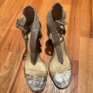 Vince Camuto Silver and Tan Platform Heels